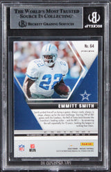 Cowboys Emmitt Smith Signed 2020 Panini Mosaic React Blue #84 Card BAS Slabbed