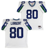 Seahawks Steve Largent "Career Stat" Signed White M&N TB Jersey BAS Witnessed