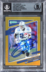 Cowboys Emmitt Smith Signed 2021 Donruss Press Proof Yellow #200 Card BAS Slab