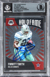 Cowboys Emmitt Smith Signed 2021 Panini Mosaic Holofame #7 Card BAS Slabbed