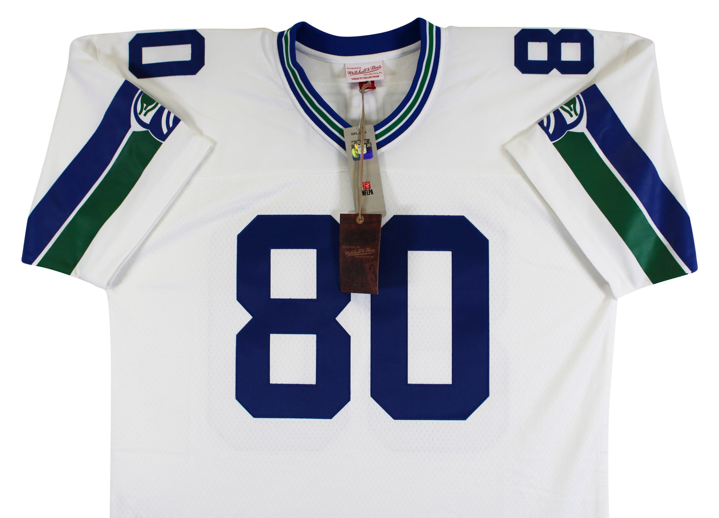 Seahawks Steve Largent "Career Stat" Signed White M&N TB Jersey BAS Witnessed