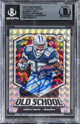 Cowboys Emmitt Smith Signed 2020 Panini Mosaic Old School #8 Card BAS Slabbed