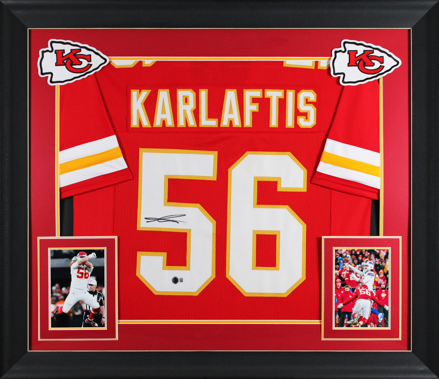 George Karlaftis Authentic Signed Red Pro Style Framed Jersey BAS Witnessed