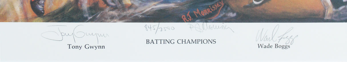 Tony Gwynn, Wade Boggs & R.J. Morrissey Signed 19x24 Framed Lithograph BAS