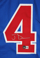 Joe Dumars Authentic Signed Blue Pro Style Jersey Autographed BAS Witnessed 2