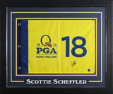Scotty Scheffler Signed & Framed 2025 PGA Quail Hollow Golf Club Pin Flag BAS