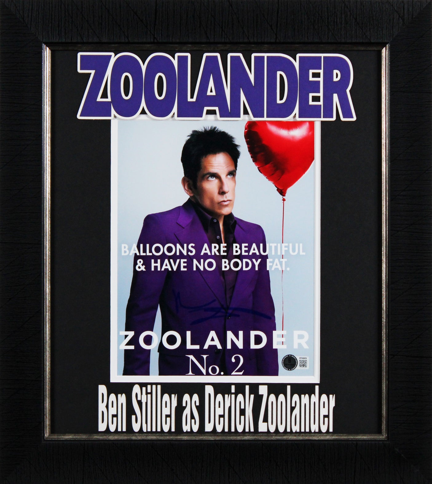 Ben Stiller Zoolander Authentic Signed 8x10 Framed Photo BAS #BT04826
