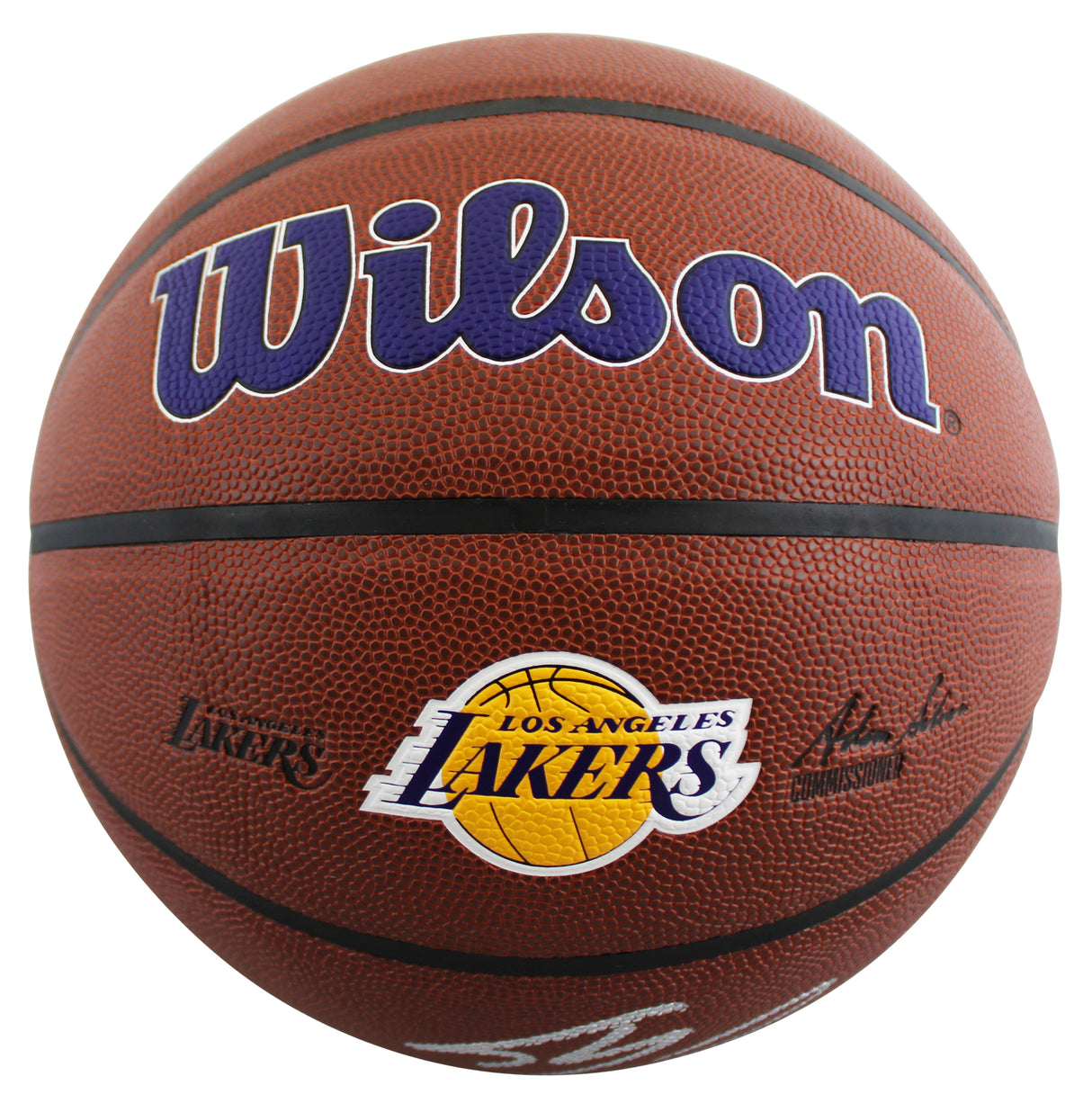 Lakers Shaquille O'Neal Signed Wilson Lakers Logo Brown Basketball W/ Case BAS W