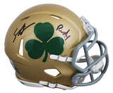 Notre Dame Sean Astin "Rudy" Signed Shamrock Speed Mini Helmet BAS Witnessed