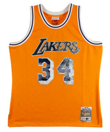 Lakers Shaquille O'Neal Signed Yellow 75th Anniv. M&N TB HWC Swingman Jersey BAS