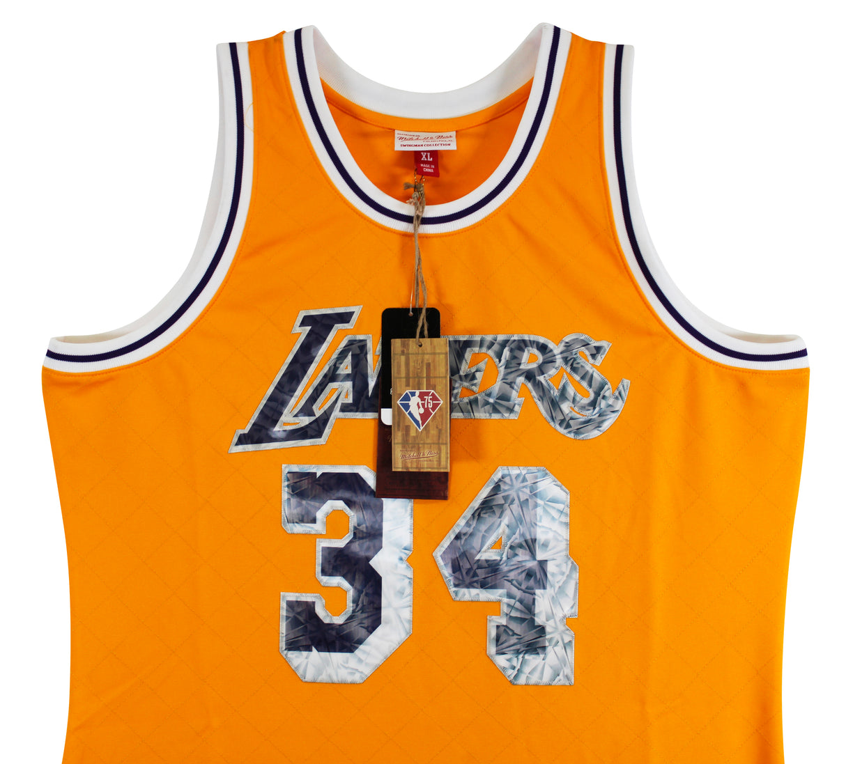 Lakers Shaquille O'Neal Signed Yellow 75th Anniv. M&N TB HWC Swingman Jersey BAS
