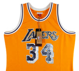 Lakers Shaquille O'Neal Signed Yellow 75th Anniv. M&N TB HWC Swingman Jersey BAS