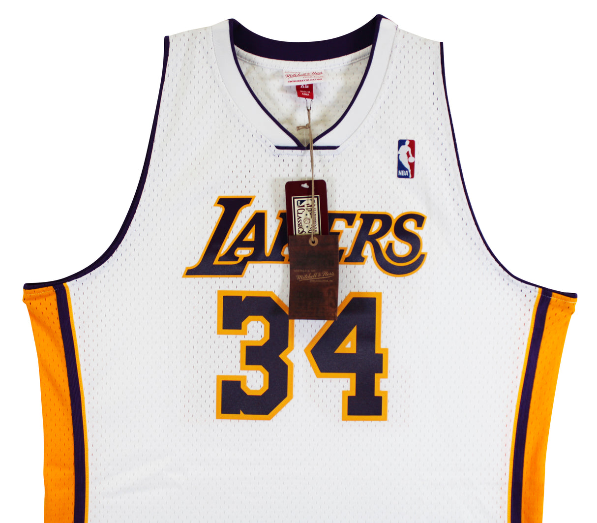 Lakers Shaquille O'Neal Signed White M&N 02-03 TB HWC Swingman Jersey BAS Wit