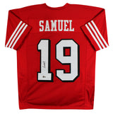 Deebo Samuel Authentic Signed Red Pro Style Jersey W/ Drop Shadow BAS