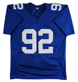 Michael Strahan Authentic Signed Blue Pro Style Jersey BAS Witness #WD91728