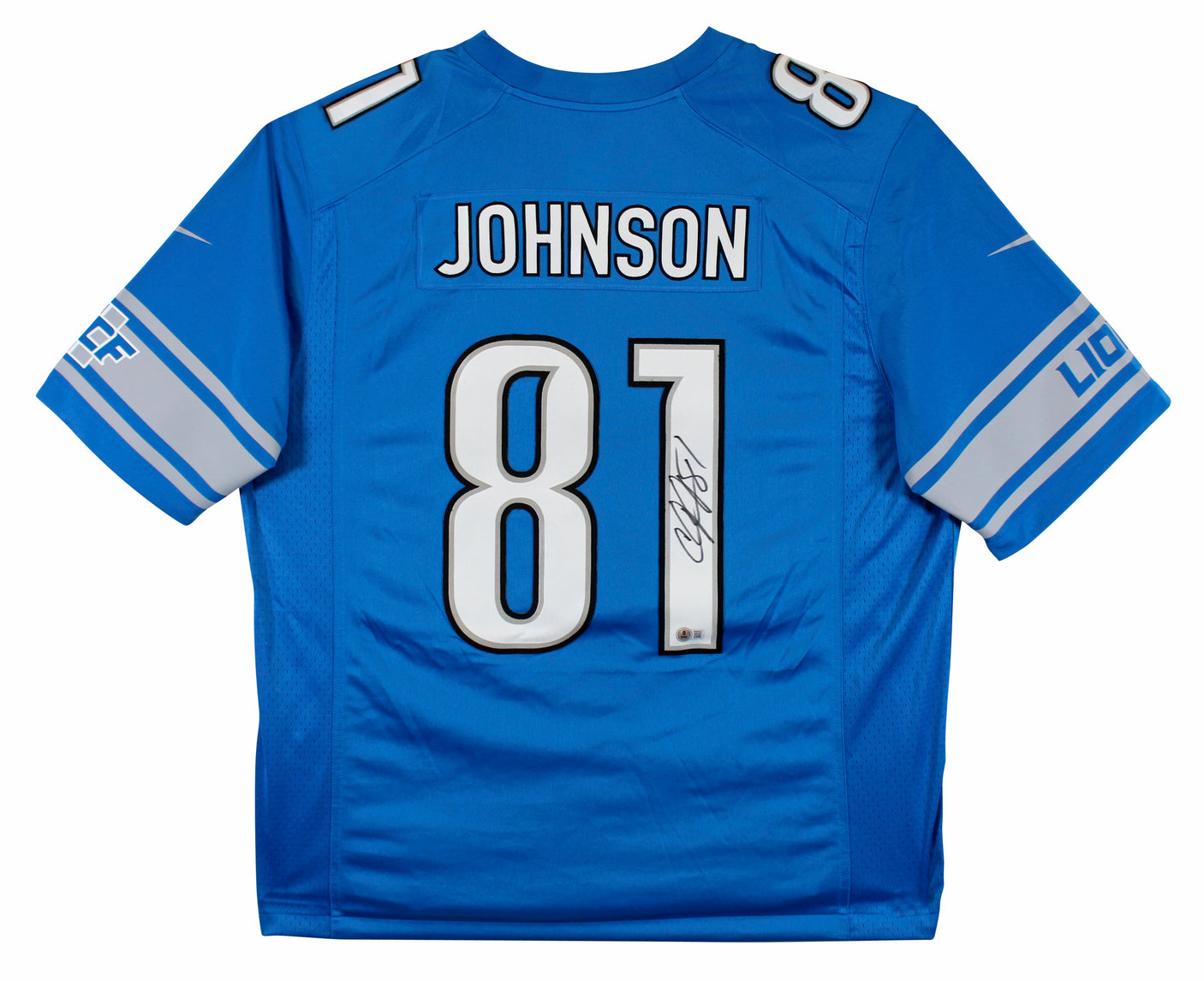 Lions Calvin Johnson Authentic Signed Blue Nike Limited Jersey BAS Witnessed