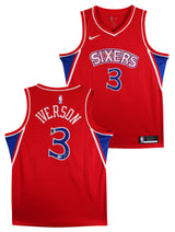 76ers Allen Iverson Signed Red Nike Jordan Swingman Jersey BAS #BY031283