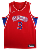 76ers Allen Iverson Signed Red Nike Jordan Swingman Jersey BAS #BY031283