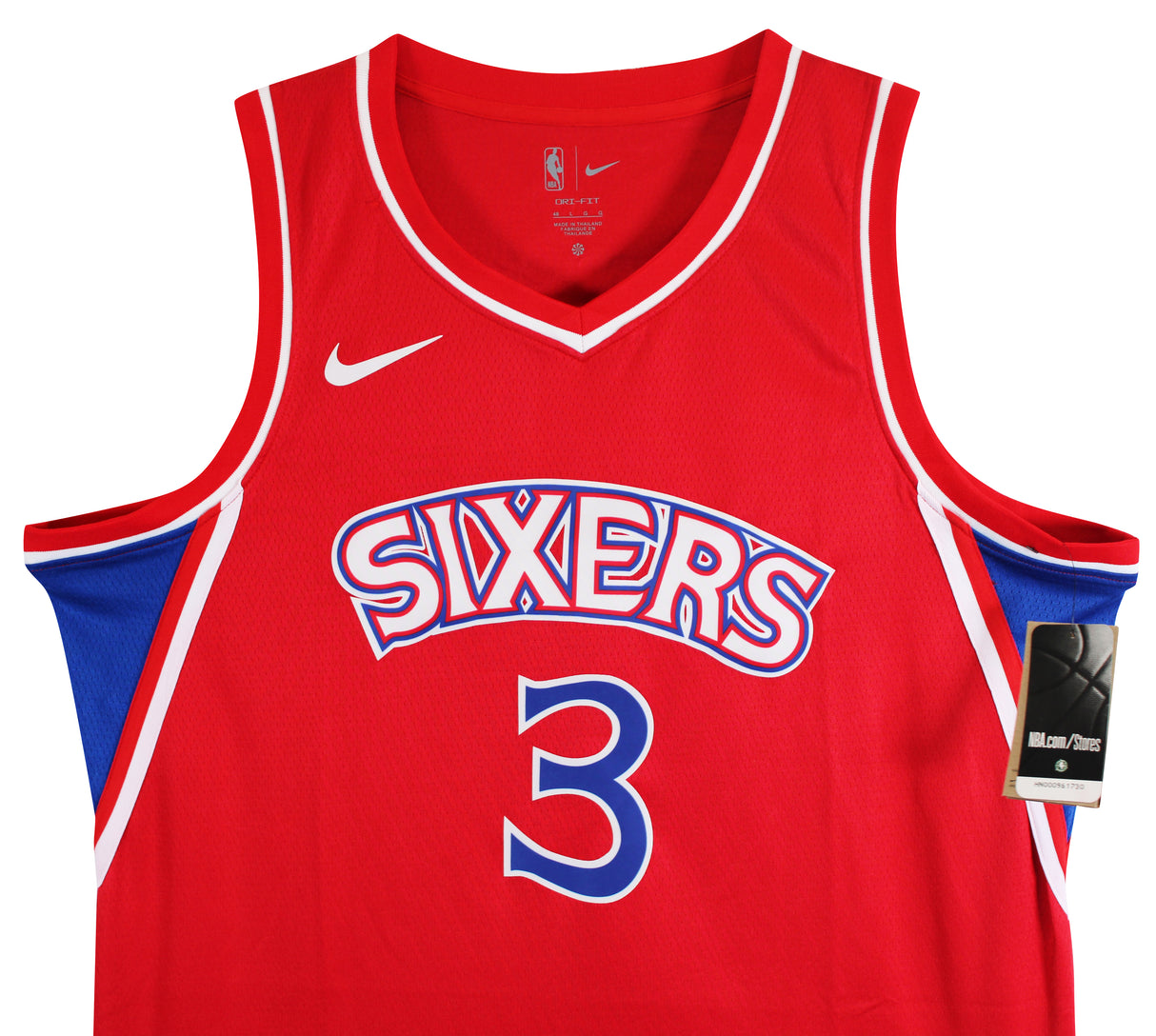 76ers Allen Iverson Signed Red Nike Jordan Swingman Jersey BAS #BY031283