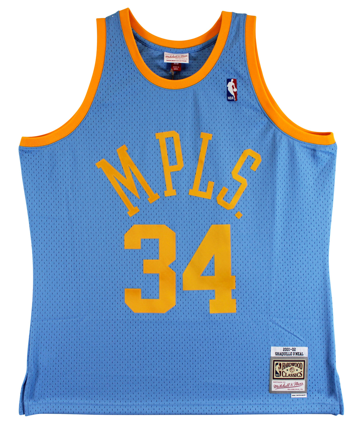 Lakers Shaquille O'Neal Authentic Signed Blue 2001-02 TB M&N HWC Jersey BAS Wit