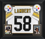 Jack Lambert "HOF 90" Signed White Pro Style Framed Jersey BAS Witnessed