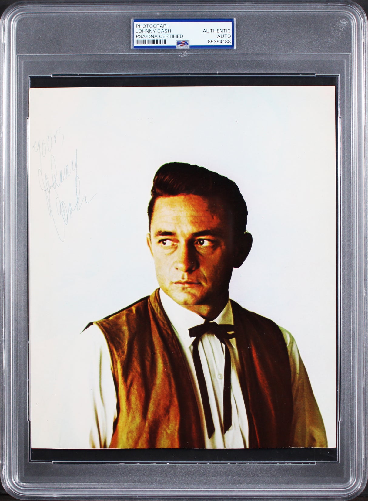 Johnny Cash "Yours" Authentic Signed 8x10 Photo Autographed PSA/DNA Slabbed