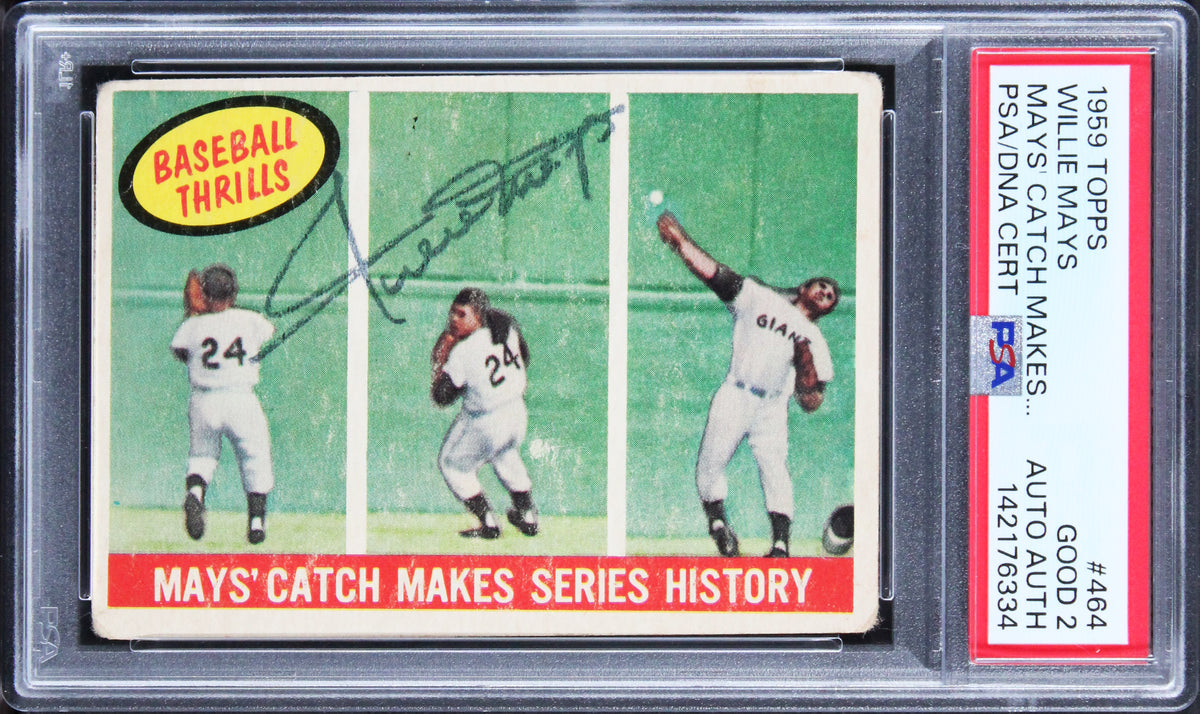 Giants Willie Mays Signed 1959 Topps #464 Card Graded Good 2 PSA/DNA Slabbed
