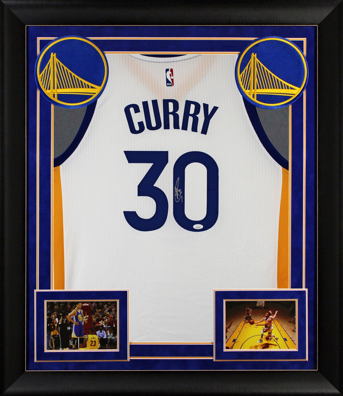 Warriors Stephen Curry Authentic Signed White Adidas The Bay Framed Jersey JSA