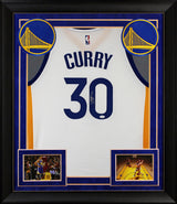 Warriors Stephen Curry Authentic Signed White Adidas The Bay Framed Jersey JSA