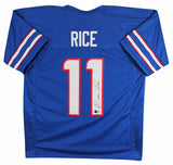SMU Rashee Rice Authentic Signed Blue Pro Style Jersey Autographed BAS #BY031281