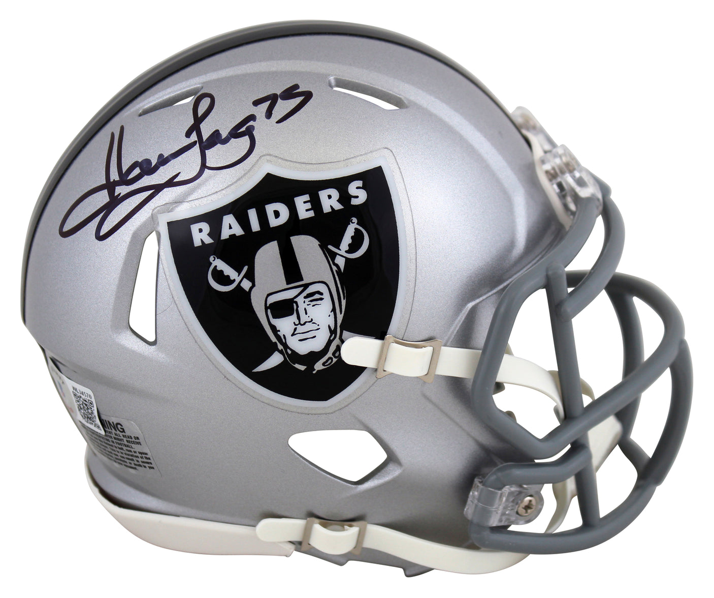 Raiders Howie Long Signed Silver Speed Mini Helmet W/ Case BAS Witnessed