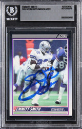 Cowboys Emmitt Smith Signed 1990 Score Supplemental #101T Rookie Card BAS Slab