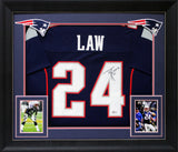 Ty Law "HOF 19" Authentic Signed Navy Blue Pro Style Framed Jersey BAS Witnessed
