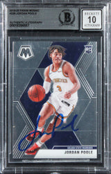 Warriors Jordan Poole Signed 2019 Panini Mosaic #228 RC Card Auto 10! BAS Slab