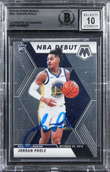 Warriors Jordan Poole Signed 2019 Panini Mosaic #261 RC Card Auto 10! BAS Slab