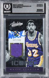 Magic Johnson Signed 2016 Absolute Materials #18 97/149 Card Auto 10! BAS Slab