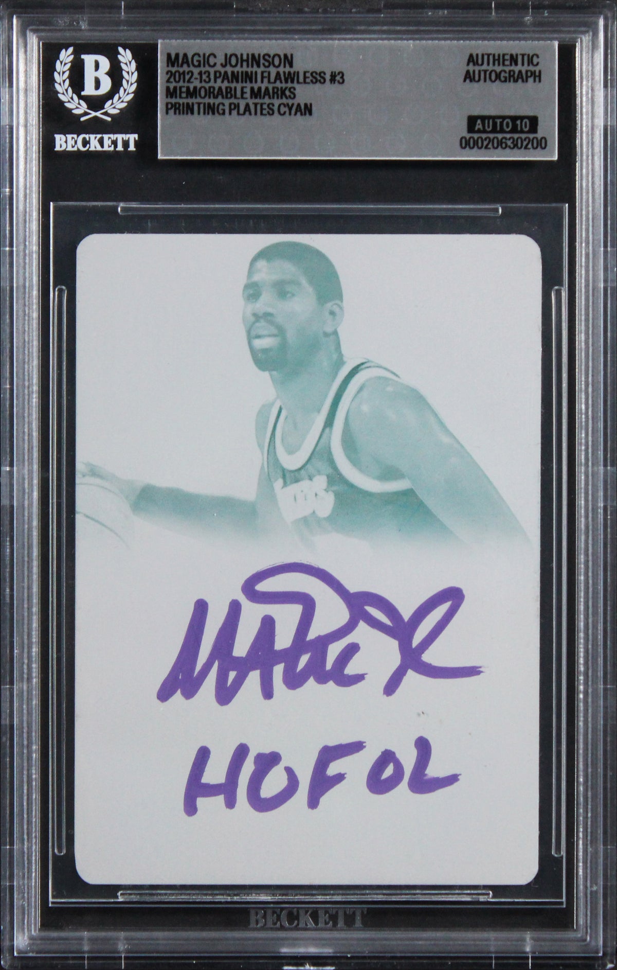 Magic Johnson "HOF 02" Signed 2012 Panini Plates #3 1/1 Card Auto 10 BAS Slabbed