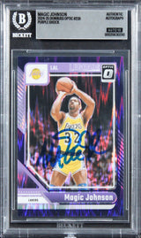 Magic Johnson Signed 2024 Donruss Optic Purple Shock #239 Card Auto 10! BAS Slab
