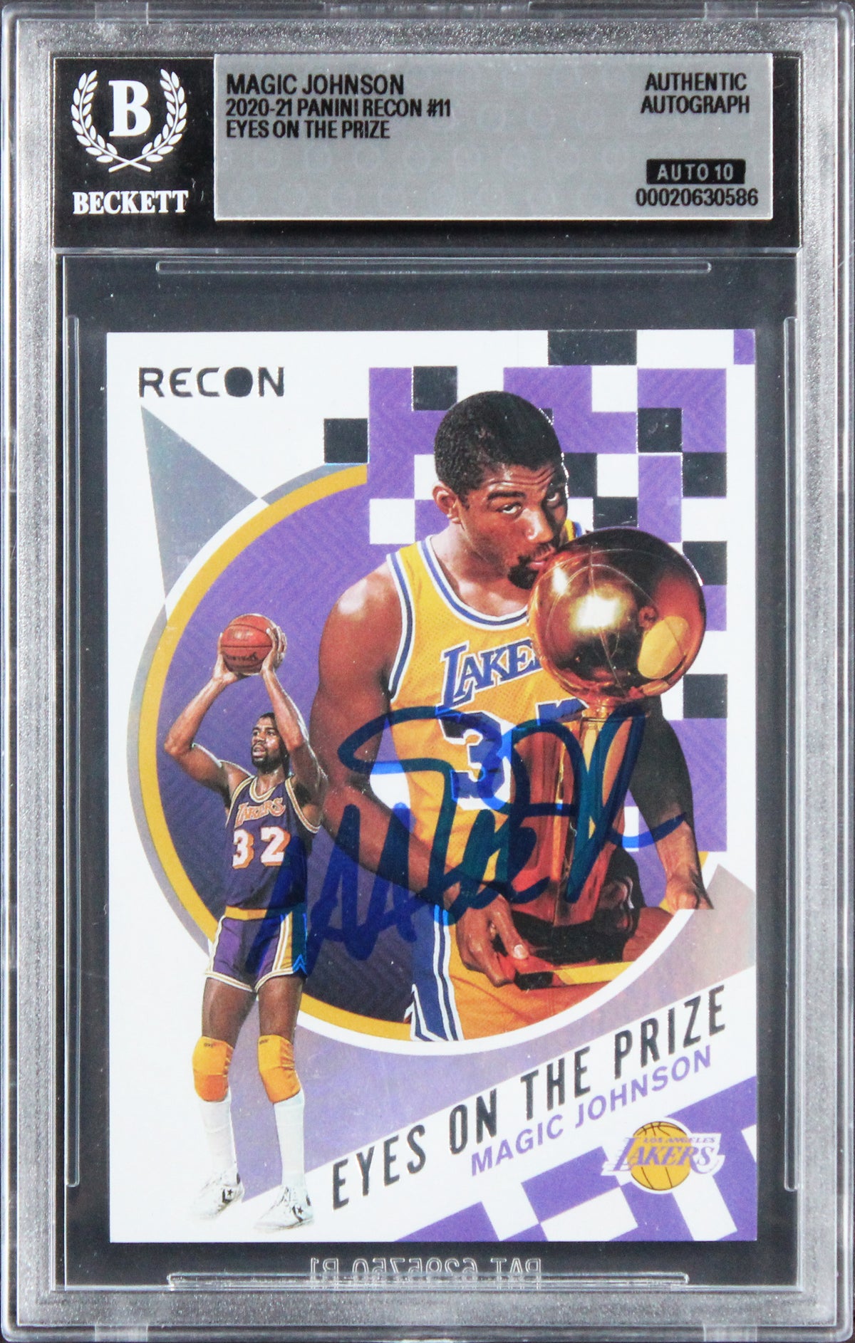 Lakers Magic Johnson Signed 2020 Panini Recon #11 Card Auto GM 10! BAS Slabbed