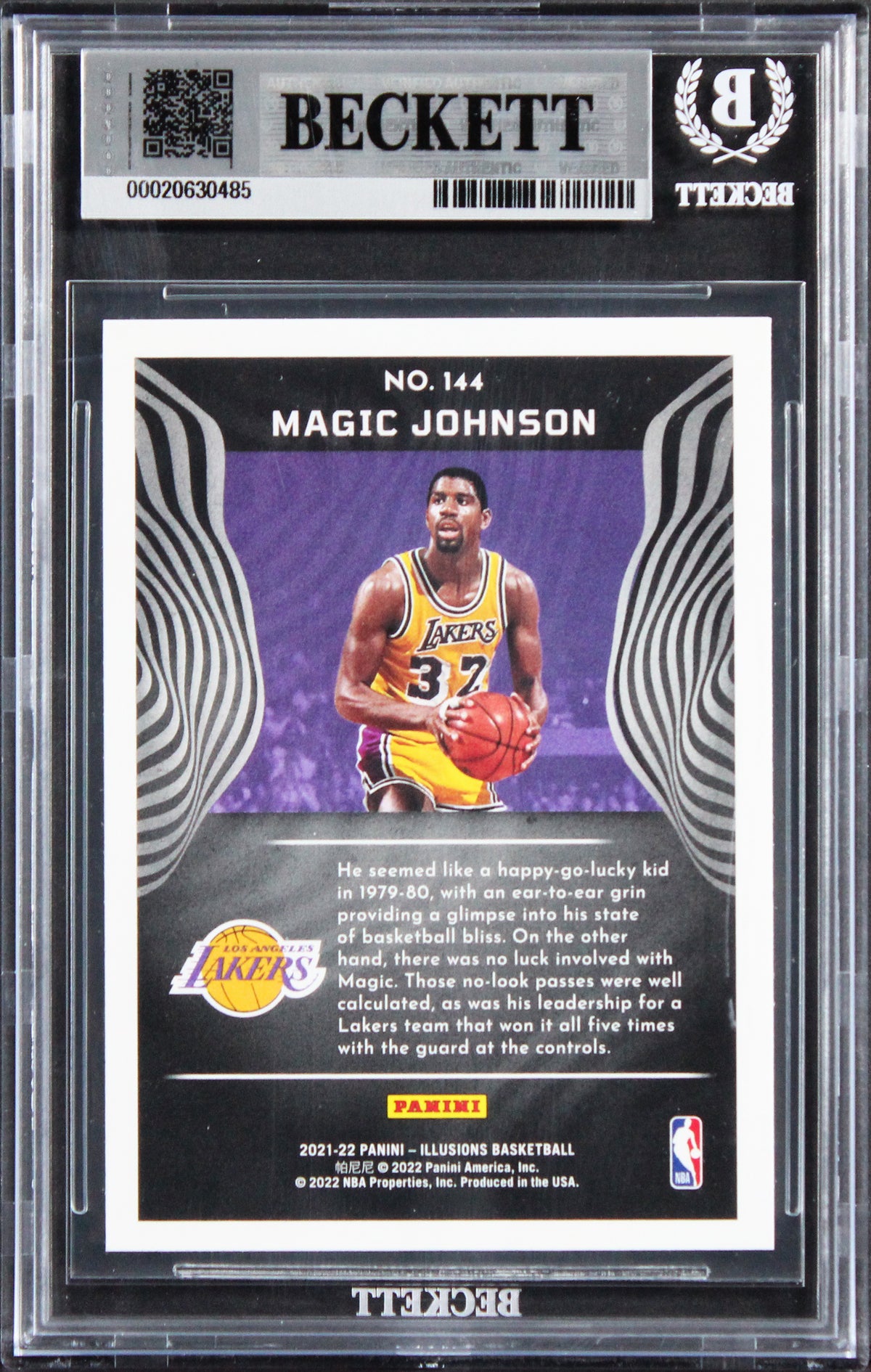 Lakers Magic Johnson Signed 2021 Panini Illusions TC #144 Card Auto 10! BAS Slab