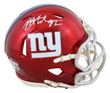 Giants Michael Strahan Signed Flash Speed Mini Helmet W/ Case BAS Witnessed