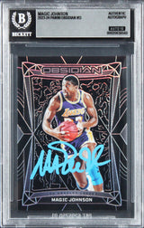 Lakers Magic Johnson Signed 2023 Panini Obsidian #13 Card Auto 10! BAS Slabbed