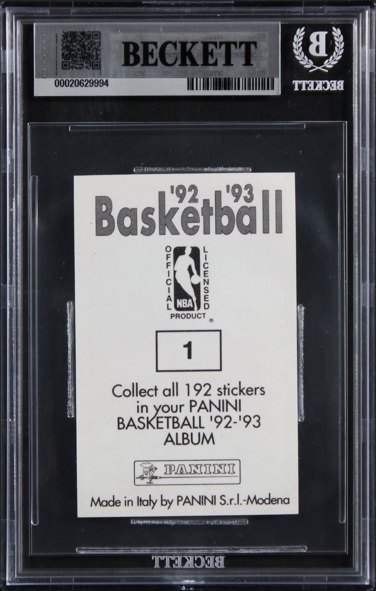 Magic Shaquille O'Neal Signed 1992 Panini Stickers #1 RC Card Auto 10! BAS Slab