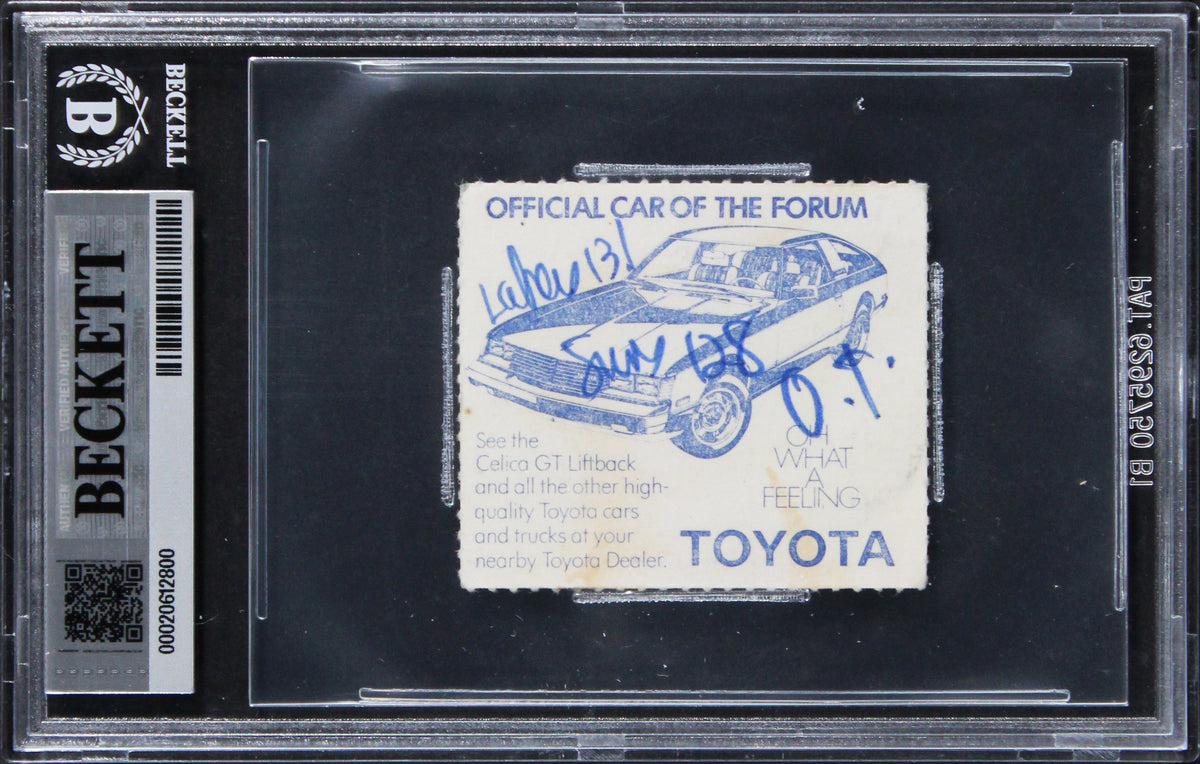 Magic Johnson "Triple Double" Signed 1980 NBA Playoff GM 2 Ticket Stub BAS Slab