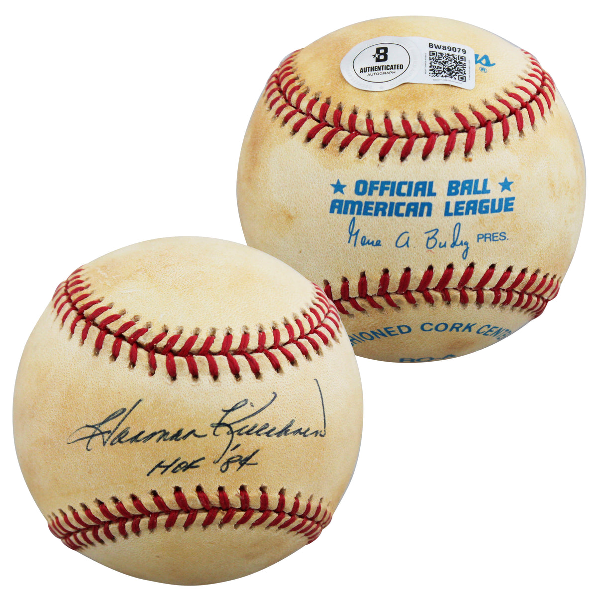 Twins Harmon Killebrew "HOF 84" Signed Gene Budig OAL Baseball BAS #BW89079