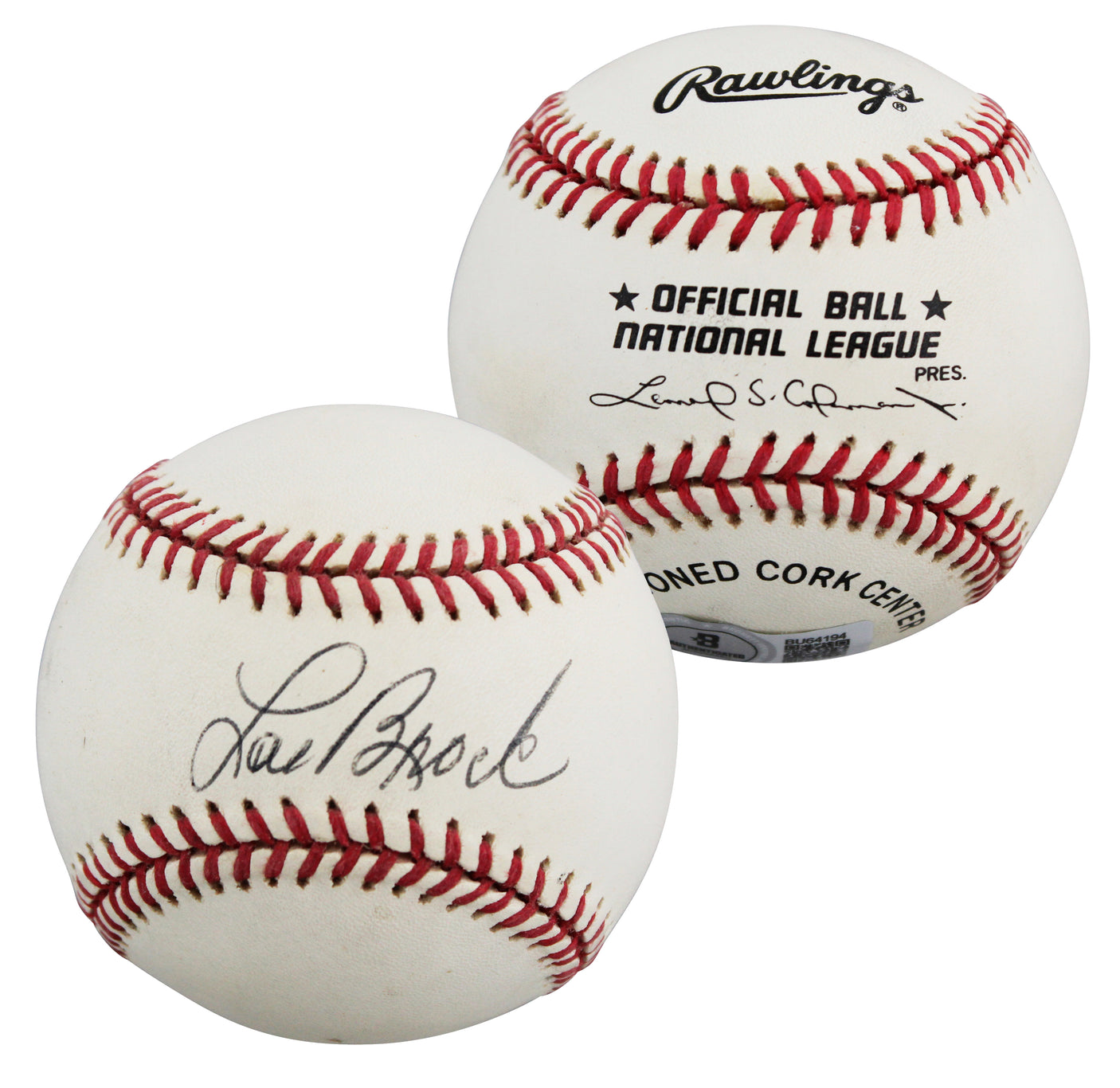 Cardinals Lou Brock Authentic Signed Leonard Coleman ONL Baseball BAS #BU64194