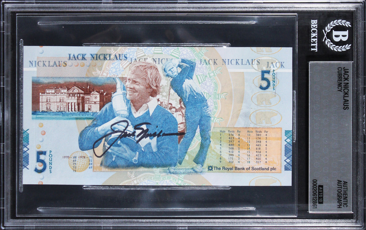 Jack Nicklaus Signed 2005 Royal Bank Of Scotland 5 Banknote Auto 10! BAS Slab 3