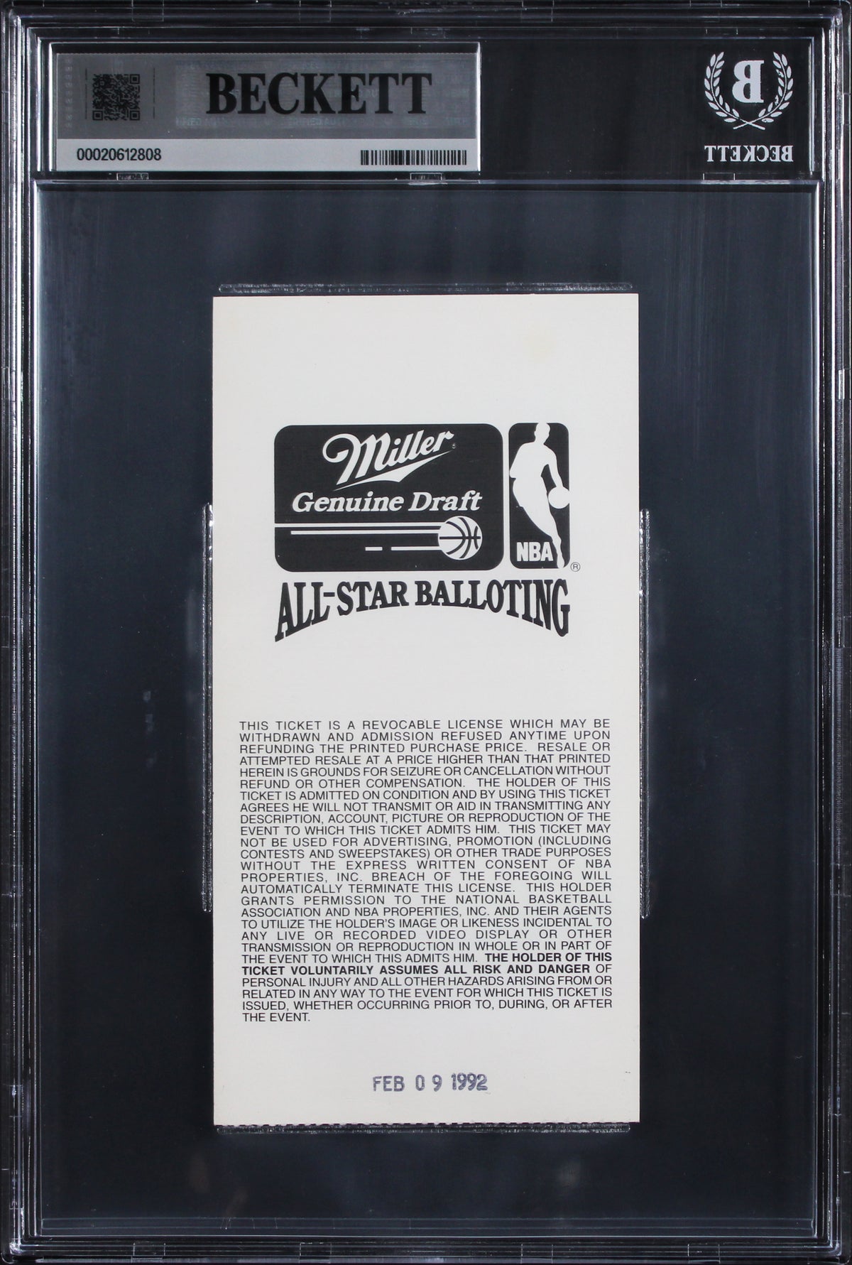 Magic Johnson "1992 ASG MVP" Signed 1992 NBA All Star Game Ticket BAS Slabbed 2