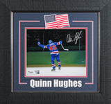 Quinn Hughes Authentic Signed 8x10 Framed Horizontal Team USA Photo Fanatics