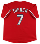 Trea Turner Authentic Signed Red Pro Style Jersey Autographed BAS Witnessed